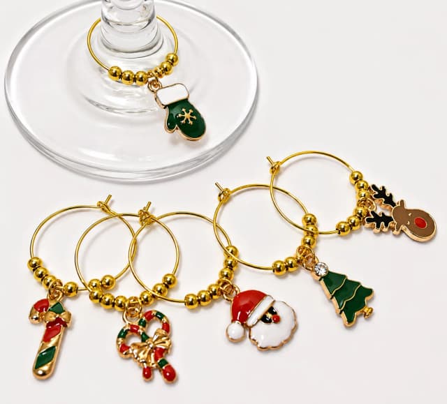 Marcadores identificador de taça natalinos esmaltados - kit com 6 aros Natal/ mesa posta ( escolha o modelo)