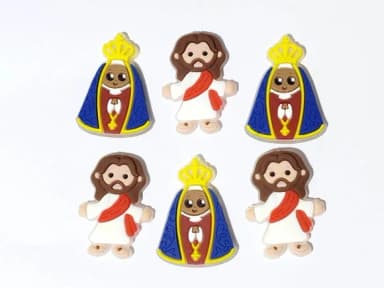 Aplique Jesus e Nossa Senhora Emborrachado Pacote C/6 Peças