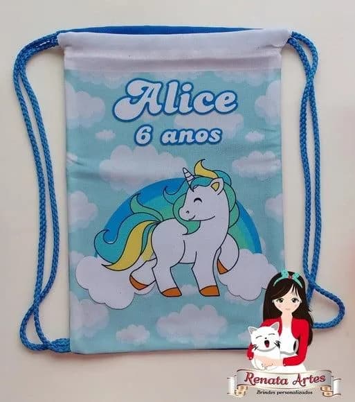 Mochila de Tecido Unicórnio Azul