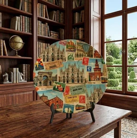 Prato Decorativo Porcelana - Milão: Coleção Postais Vintage