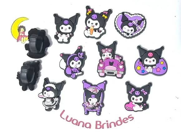 Adaptador P/tênis Kuromi Pacote com 6 Unidades