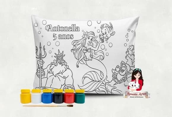 Almofada com Tinta para Colorir a Pequena Sereia