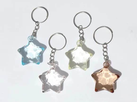 Chaveiro Estrela de Acrílico 3,5cm Pacote com 10 Unidades