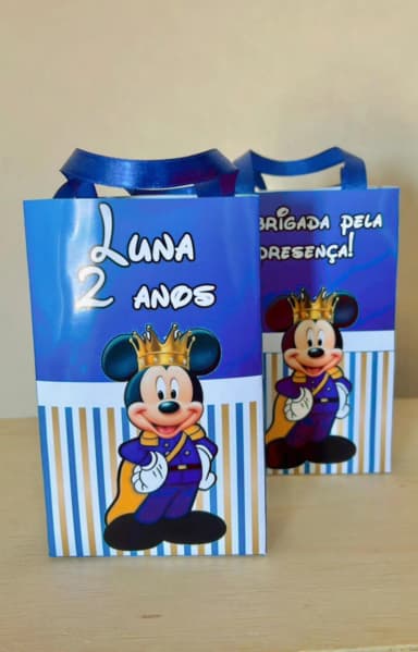 Sacolinhas Personalizadas Mickey Realeza Lembrancinhas Para Aniversário