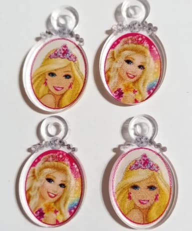 Pingente Barbie Acrílico Impresso - 6 Peças