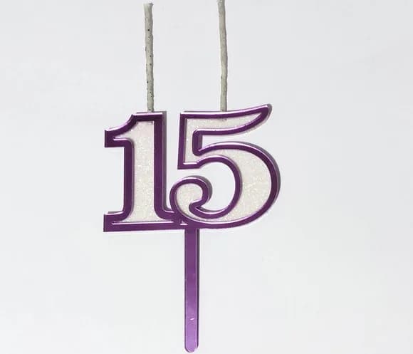 Velas 15 Anos Lilás Acrílico Pavio Magico Pacote com 1 Peça