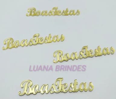 Plaquinha de Boas Festas em Acrílico Espelhado Dourado