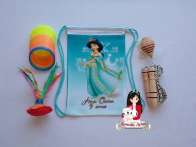Mochila Boa Infância Personalizada Tema Jasmine Azul