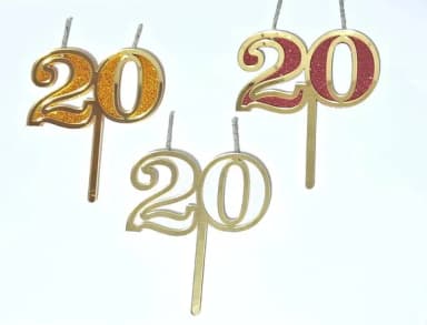 Velas 20 Anos Dourado Acrílico Pavio Magico - 1 Peça