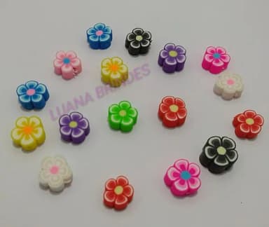 Miçanga de Flor c/furo Passante Emborrachada- Pct 15 unids