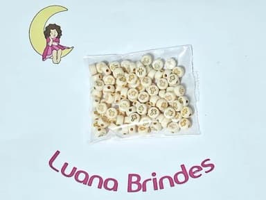 Miçanga Creme com Cruz Dourada 7mm Pacote com 100 Unidades