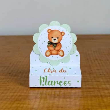 PEGUE E MONTE - Porta Bis Duplo Personalizados CHA DE BEBE URSINHO VERDE - Decoração de Festa | Lembrancinhas | Aniversário | Personalizados