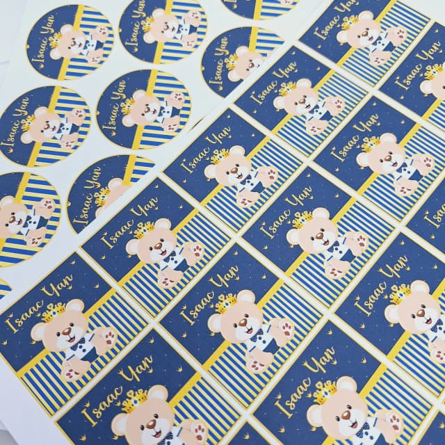 Adesivos Personalizados URSINHO PRINCIPE - Tamanho 5x5 - Papel adesivo (Folha com Recorte)
