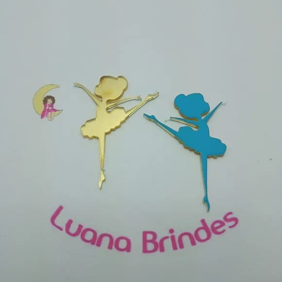 Aplique Bailarina Acrílico Espelhado Dou 2,5cm Pct 5 Unds