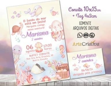 Convite Digital C/tag Fundo do Mar Aquarela 14
