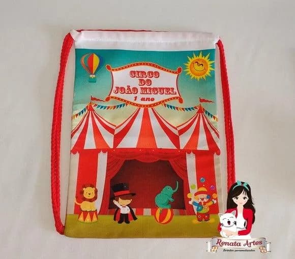 Mochila de Tecido Personalizada Tema Circo