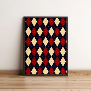 Quadro Decorativo Geométrico com Losangos Vermelhos 2150