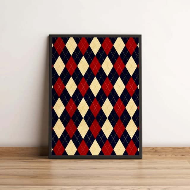 Quadro Decorativo Geométrico com Losangos Vermelhos 2150