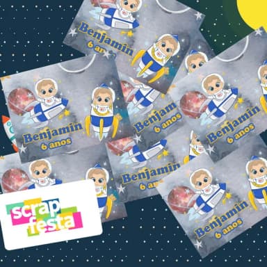 Adesivo Personalizado Retangular Festa Espaço Astronauta