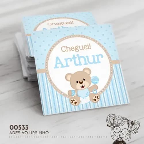 Adesivo Quadrado Ursinho - 00533