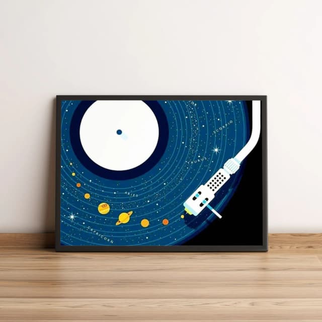 Quadro Toca-Discos Galáxia Criativo 2564