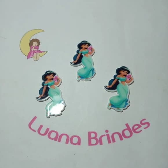 Aplique Princesa Jasmine Acrilico 4cm Pct 5 Unidades