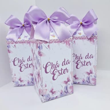 PEGUE E MONTE - Kit CAIXA MILK BORBOLETA LILAS - Decoração de Festa - Caixinhas Personalizadas