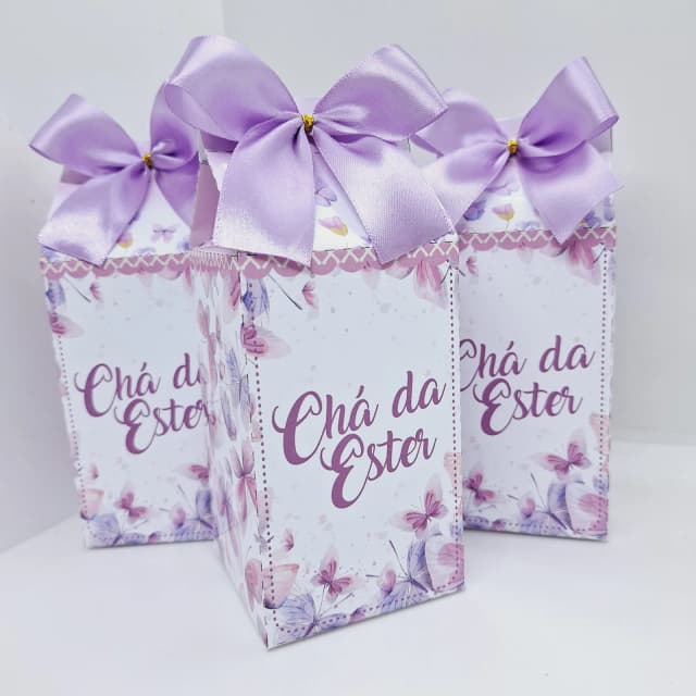 PEGUE E MONTE - Kit CAIXA MILK BORBOLETA LILAS - Decoração de Festa - Caixinhas Personalizadas