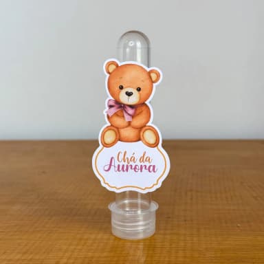 Apliques para Tubetes Personalizados CHA DE BEBE URSINHO ROSA - Decoração de Festa | Lembrancinhas | Aniversário | Personalizados