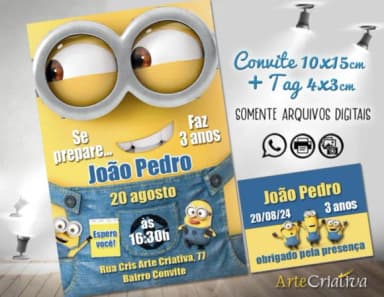 Convite Digital C/tag Minions 2