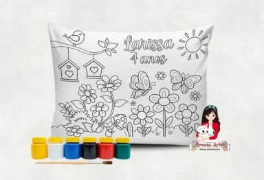 Almofada com Tinta para Colorir Jardim