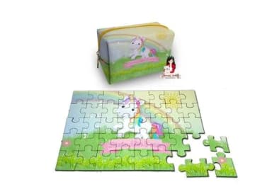 Necessaire Box com Quebra Cabeças Unicórnio