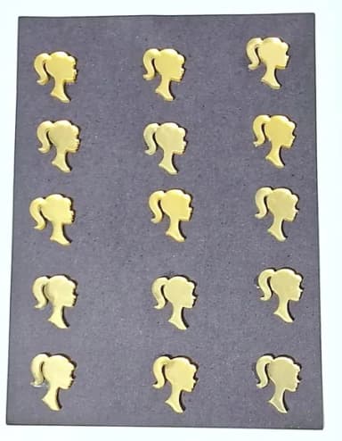Mini Apliques Barbie Acrílico Espelhado Dourado - 2 Cartela