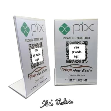 Banner de Mesa de Acrílico Pix Qr Code Personalizado