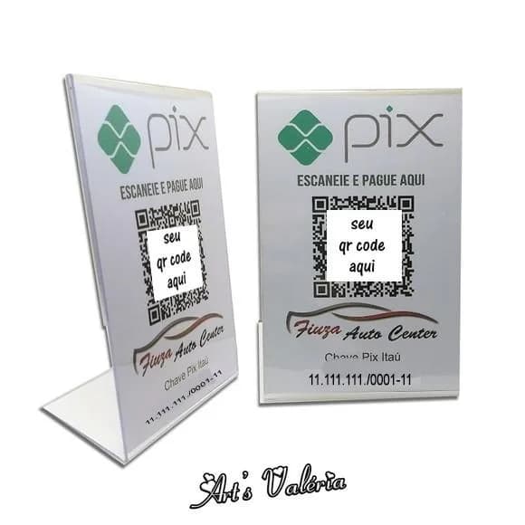 Banner de Mesa de Acrílico Pix Qr Code Personalizado