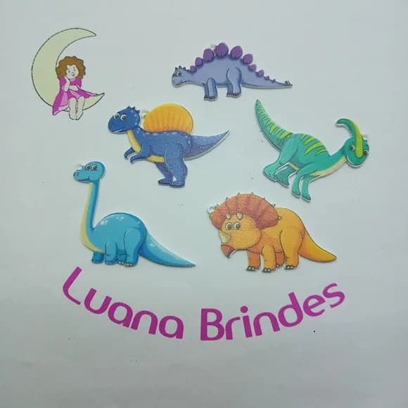 Pingente Dinossauro de Acrilico U.V. 5cm Pct 5 Unidades