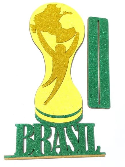 Topo de Bolo Copa do Mundo mdf 26cm Pacote com 1 Unidade