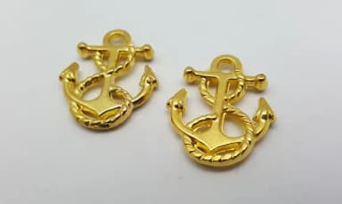 Pingente de Âncora em Metal Dourado de 2,3cm Pct 15 Unidades