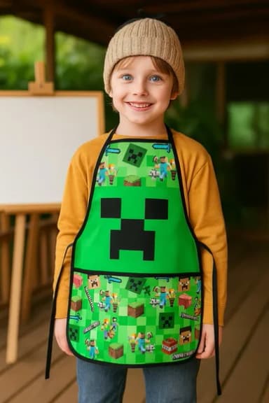 Avental Infantil Minecraft Creeper