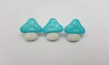 Aplique Botão de Cogumelo Azul de 1,5cm - 20 unidades