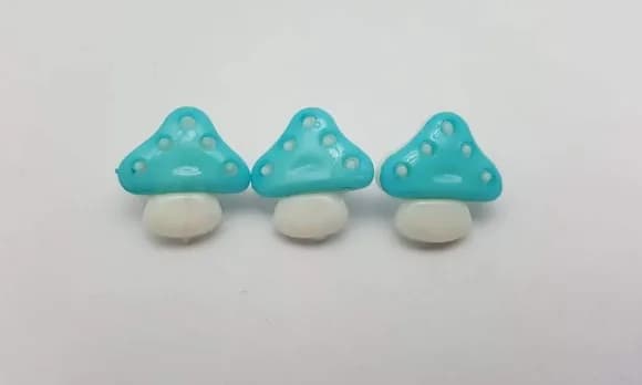 Aplique Botão de Cogumelo Azul de 1,5cm - 20 unidades