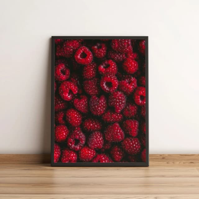 Quadro Decorativo com Framboesas Vermelhas Vibrantes 2141
