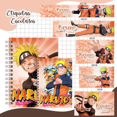 Caderno + Etiquetas + Tag Personalizada + Lápis ( Naruto )