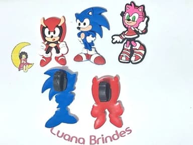 Pins para Cadarço Turma do Sonic Pacote com 6 Unidades