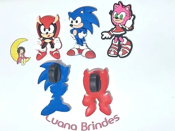 Pins para Cadarço Turma do Sonic Pacote com 6 Unidades