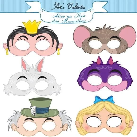 Máscara Dos Personagens De Alice