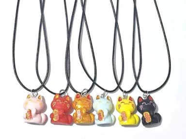 Colar Gato da Sorte Maneki 26mm Resina 5 Unidades Variados