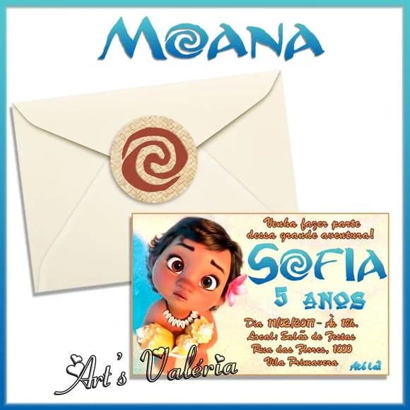 Convite Moana Baby - 9,5cm x 6cm