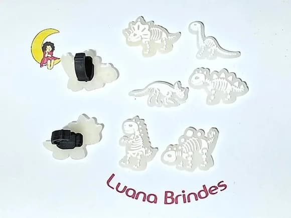 Pins para Cadarço Dinossauro Flourescente 6 Unidades