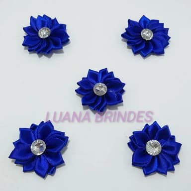 Flor Azul Royal de tecido - 4cm - pct c/ 15 unidades